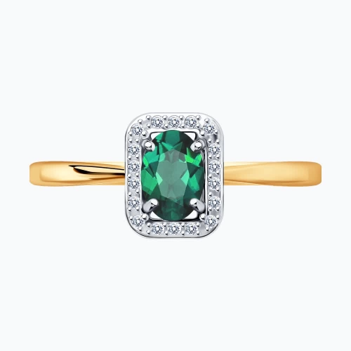 Кольцо из золота 585 пробы с изумрудом и бриллиантами