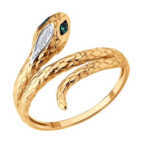 Кольцо (585) корунд изумруд синт, бриллиант