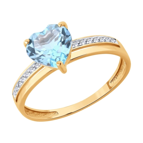 Кольцо из золота 585 пробы с топазами и бриллиантами