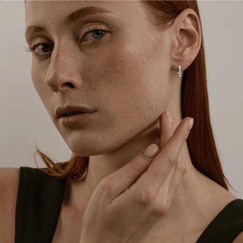 Моносерьга из белого золота 585 пробы с бриллиантом