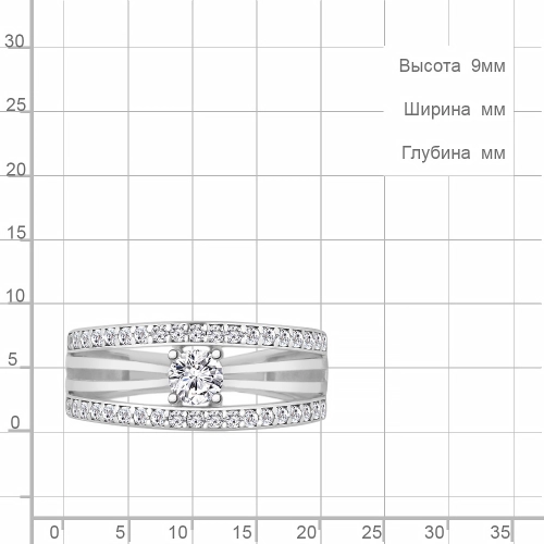 Кольцо из серебра 925 пробы с фианитами