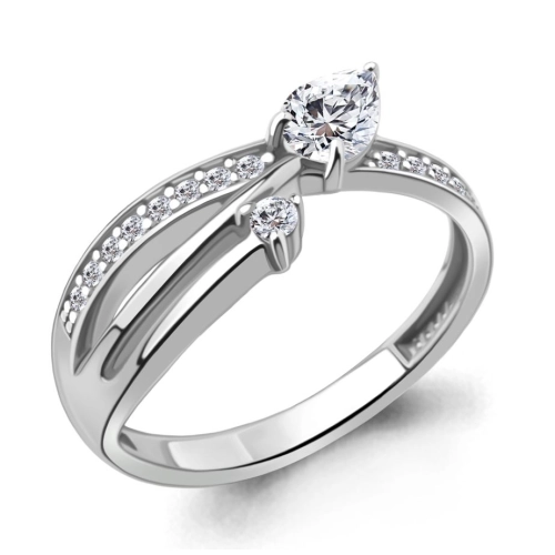 Кольцо из серебра 925 пробы с фианитами