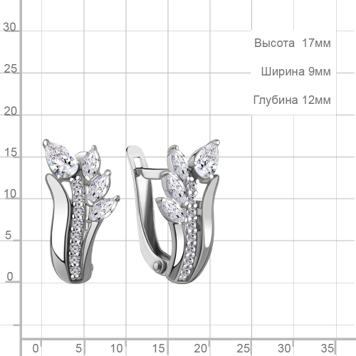 Серьги из серебра 925 пробы с фианитами