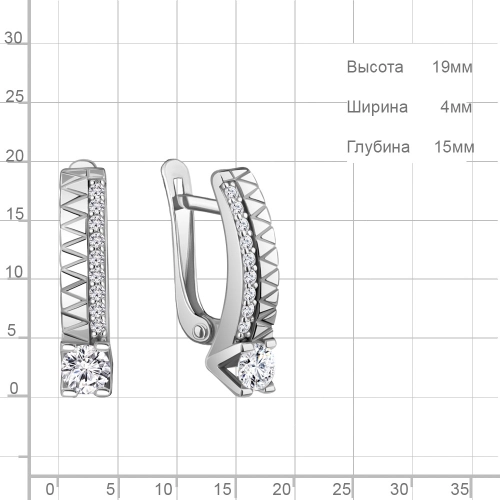 Серьги из серебра 925 пробы с фианитами
