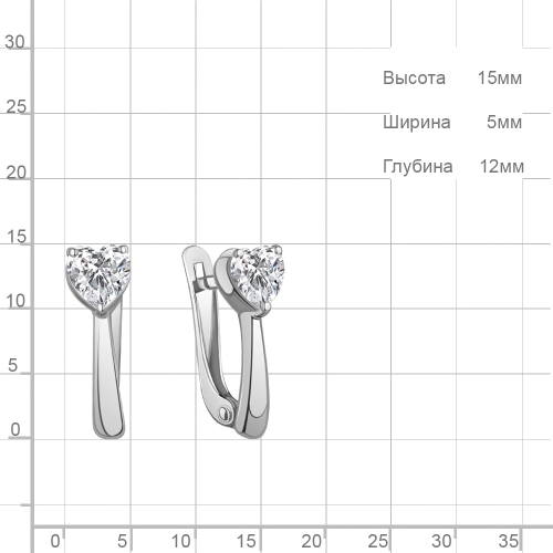 Серьги из серебра 925 пробы с фианитами