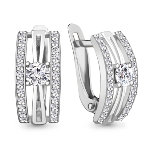 Серьги из серебра 925 пробы с фианитами