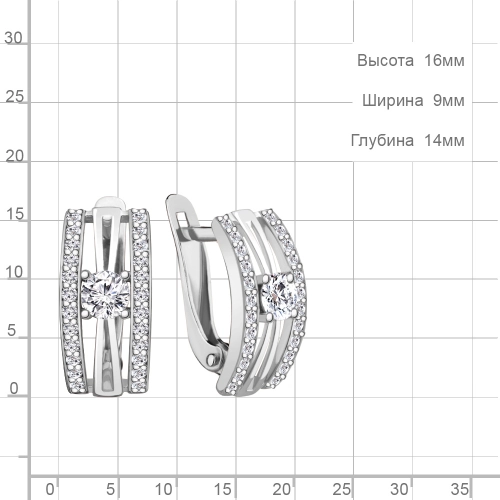 Серьги из серебра 925 пробы с фианитами