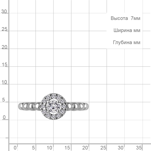 Кольцо из серебра 925 пробы с фианитами
