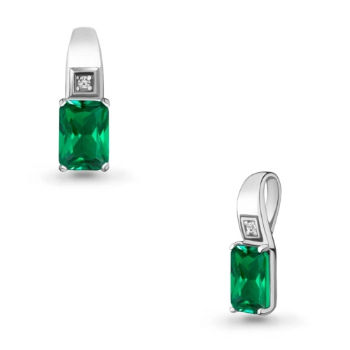 Подвеска (925) корунд изумруд синт., фианит
