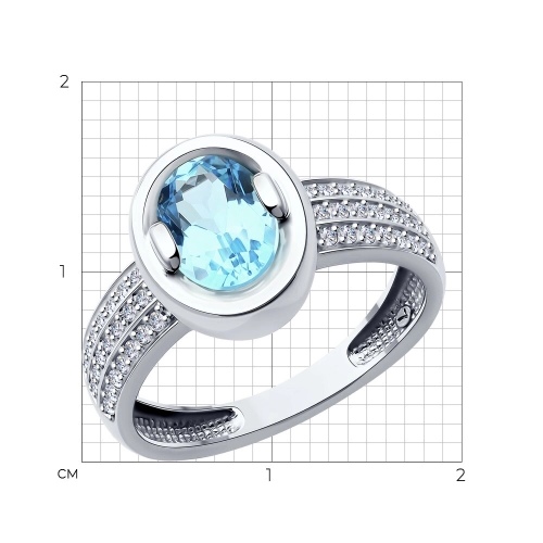 Кольцо из белого золота с топазами и фианитами