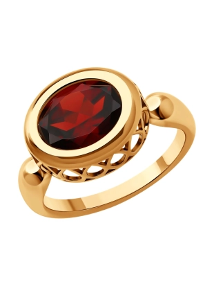 Кольцо из золота 585 пробы с гранатом
