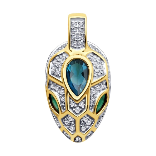 Подвеска (585 ж) агат, топаз-лондон, фианит