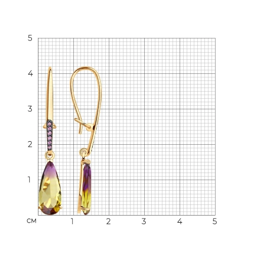 Петельки (585) аметрин синт., фианит