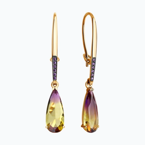 Петельки (585) аметрин синт., фианит