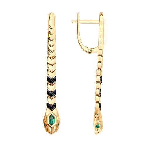 Серьги (585) корунд изумруд синт., шпинель