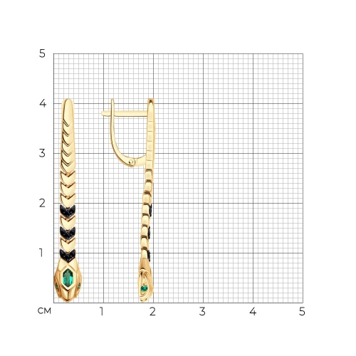 Серьги (585) корунд изумруд синт., шпинель