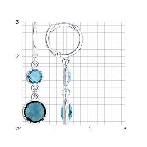 Серьги (585 б) топаз-лондон, топаз