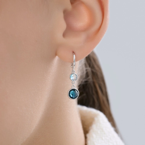 Серьги (585 б) топаз-лондон, топаз