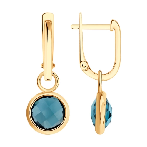 Серьги из золота 585 пробы с топазом London Blue