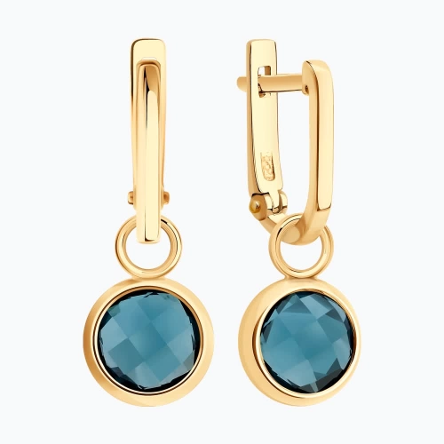 Серьги из золота 585 пробы с топазом London Blue