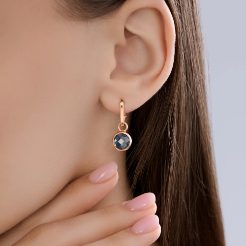 Серьги из золота 585 пробы с топазом London Blue