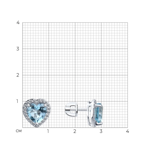 Пусеты (585 б) топаз, фианит