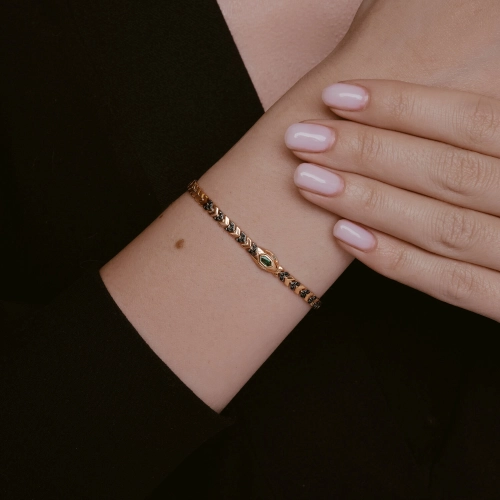 Браслет (585) корунд изумруд синт., шпинель