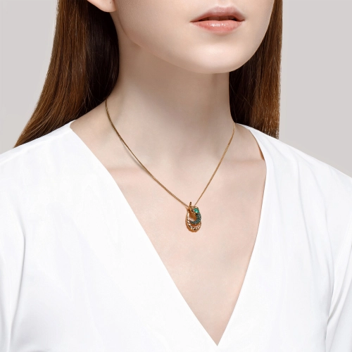 Подвеска (585) корунд сапфир синт., агат, фианит