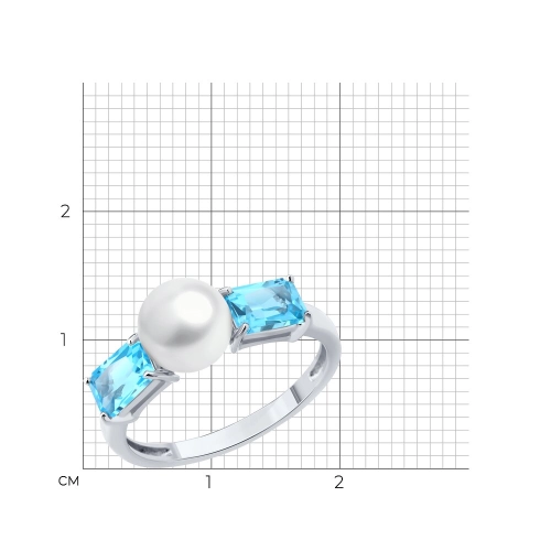 Кольцо (585 б) жемчуг, топаз