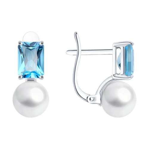 Серьги (585 б) жемчуг, топаз