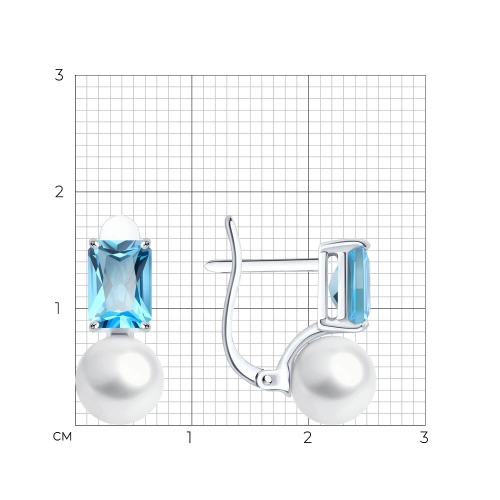 Серьги (585 б) жемчуг, топаз