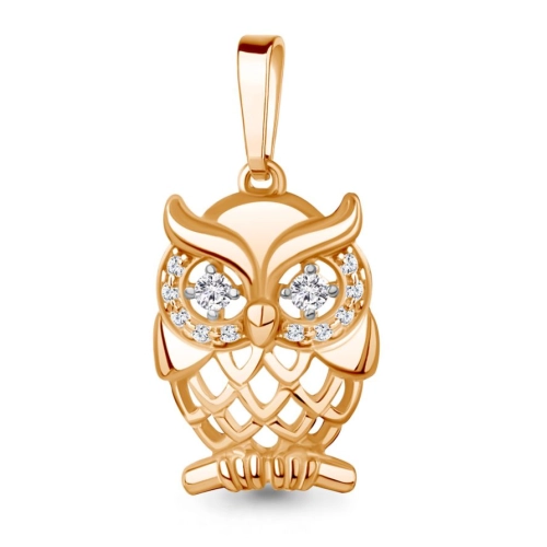 Подвеска из серебра 925 пробы с позолотой, с фианитами