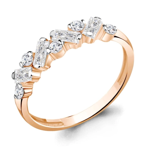 Кольцо из серебра 925 пробы с позолотой, с фианитами