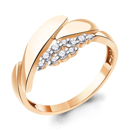 Кольцо из серебра 925 пробы с позолотой, с фианитами