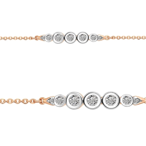 Браслет из серебра 925 пробы с позолотой, с фианитами