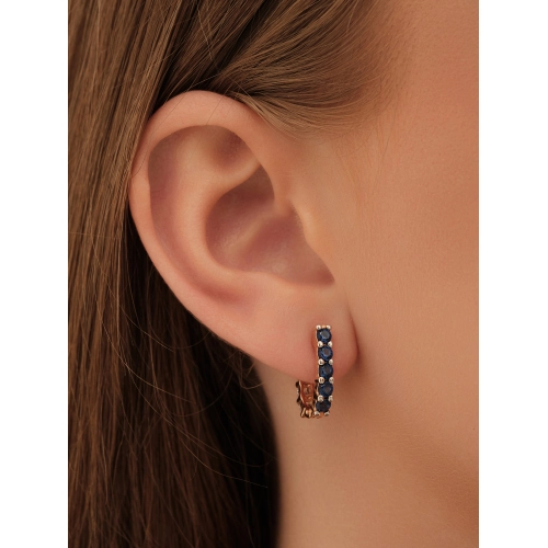 Серьги (925 п) корунд сапфир синт., фианит