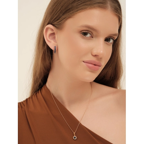 Серьги (925 п) корунд сапфир синт., фианит