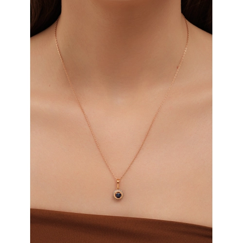 Подвеска (925 п) корунд сапфир синт., фианит