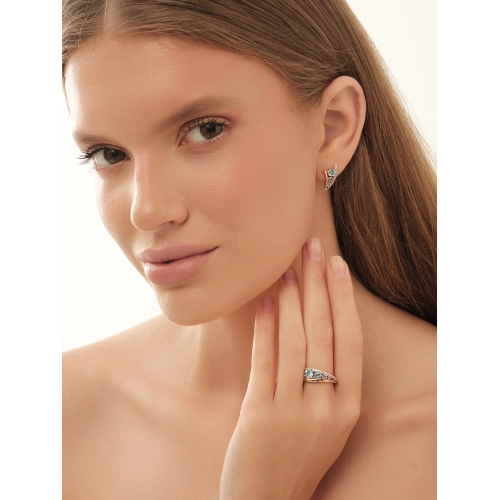 Серьги (925 п) топаз, фианит