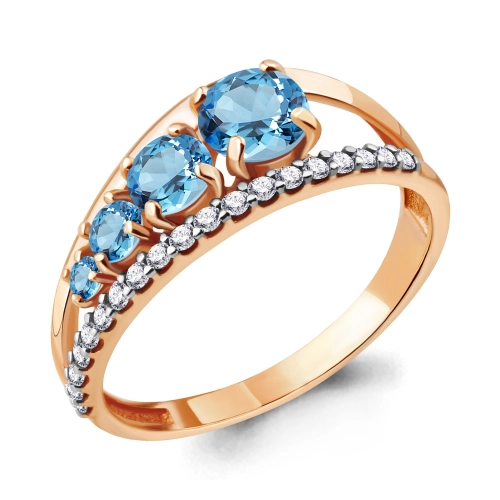 Кольцо (925 п) топаз, фианит