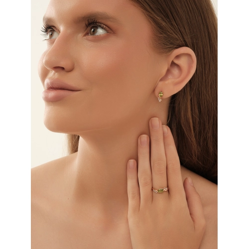 Серьги (925 п) хризолит, фианит