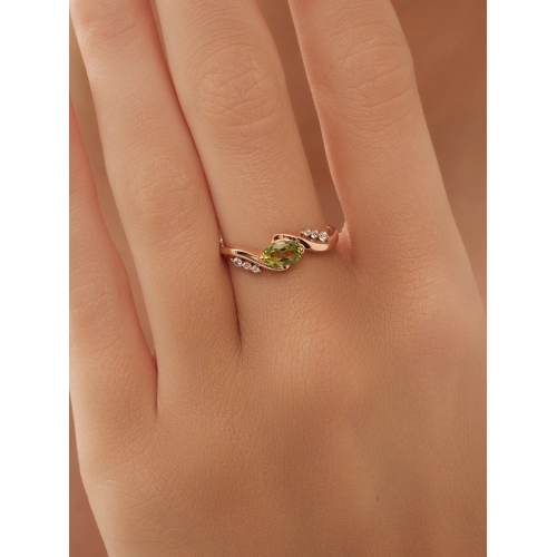 Кольцо (925 п) хризолит, фианит