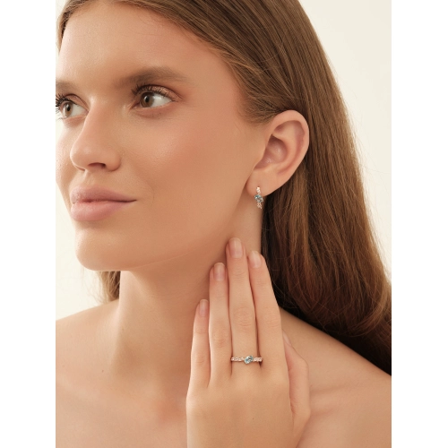 Серьги (925 п) топаз, фианит