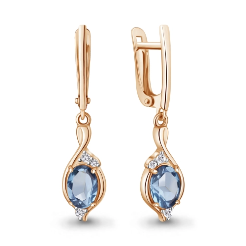 Серьги (925 п) топаз, фианит