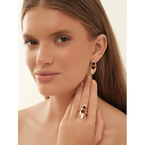 Серьги из серебра 925 пробы с позолотой, с гранатами