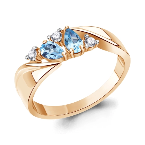 Кольцо (925 п) топаз, фианит