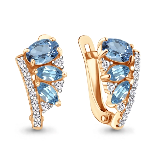 Серьги (925 п) топаз, фианит