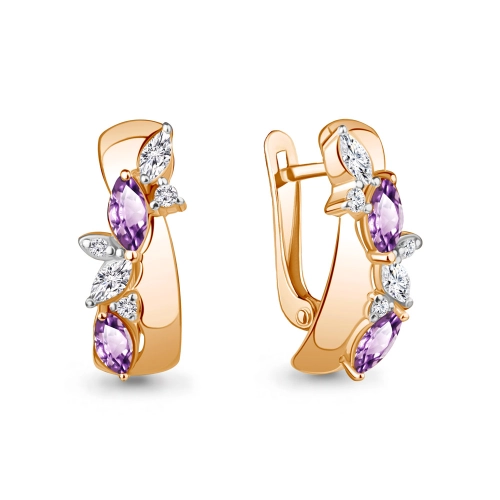 Серьги (925 п) аметист, фианит