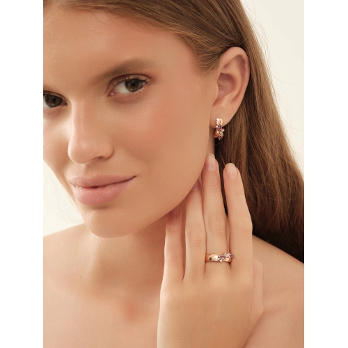 Кольцо из серебра 925 пробы с позолотой, с аметистом и фианитами