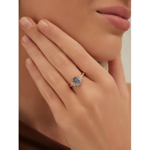 Кольцо (925 п) топаз синт., фианит